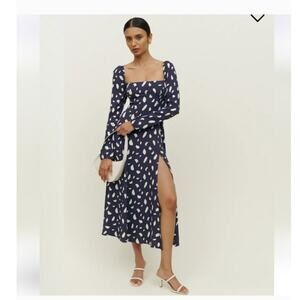 Reformation Sigmund Midi Dress in Splatter  Size: 4